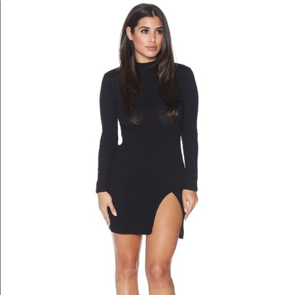 Naked Wardrobe Black Dress with slit